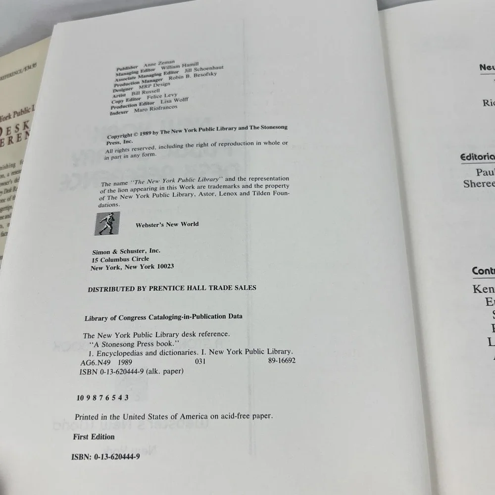 The‎ New York Public Library Desk Reference Hardcover First Edition